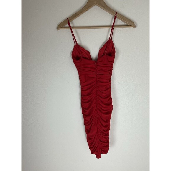 Hello Molly XS Save A Life Dress Red Ruched Mini Cocktail Party Bodycon Women’s - Picture 5 of 7